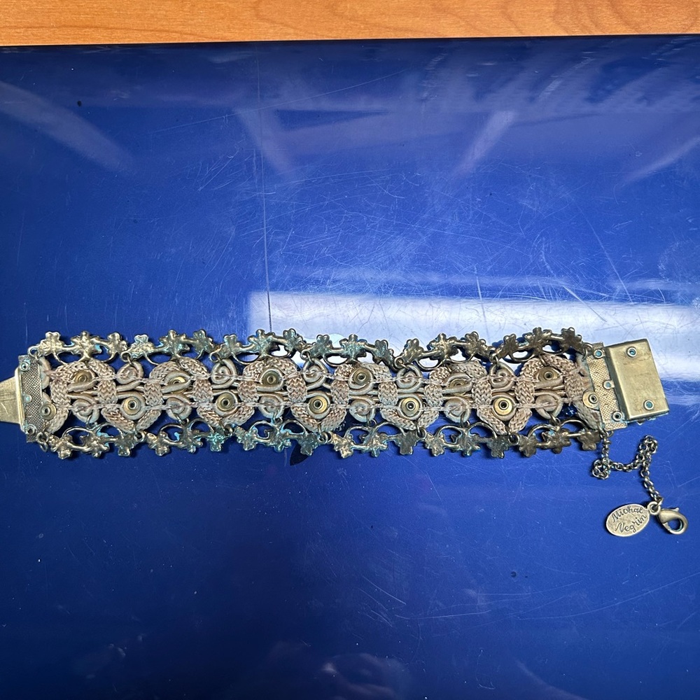 Michal Negrin Blue and Gold Floral Bracelet - Picture 11 of 13